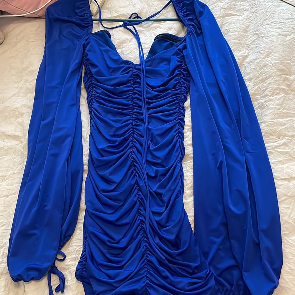 royal blue puff sleeve mini dress! - Picture 2 of 2